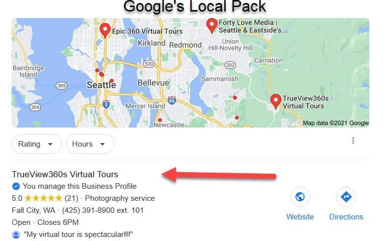 First page ranking with Google's Local Pack